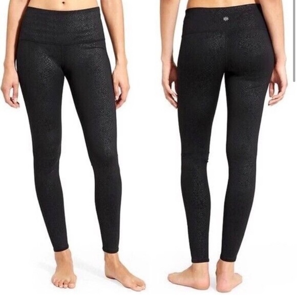 ATHLETA Snakeskin Sm. black leggings ✨ ✨ high rise - Picture 2 of 4